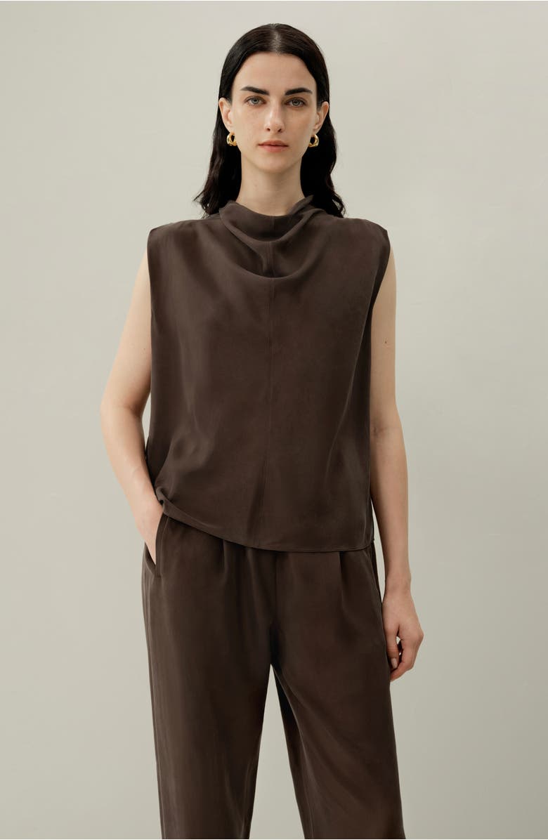 Lilysilk Silk Habotai Sleeveless Top, Alternate, color, Toffee
