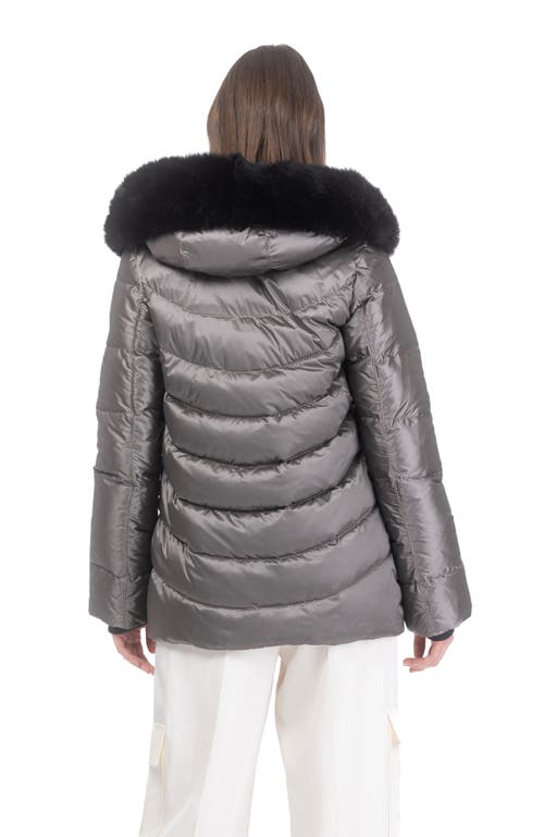Gorski Apres-ski Mid Jacket With Detachable Toscana Lamb Hood Trim In Silver