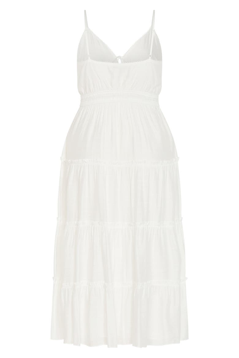 Aiza Tiered Tie Front Sleeveless Maxi Dress, Alternate, color, IVORY