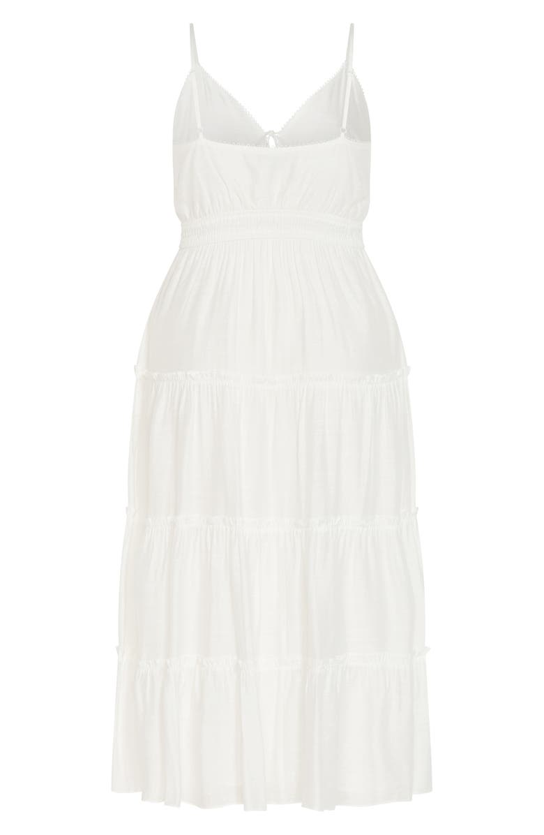 City Chic Aiza Tiered Tie Front Sleeveless Maxi Dress, Alternate, color, Ivory