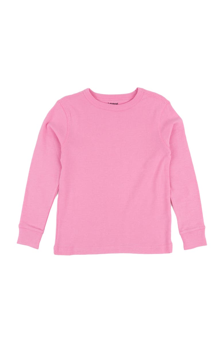 Leveret Kids Long Sleeve T-Shirt, 100% Cotton, Solid Colors, Main, color, Light Pink