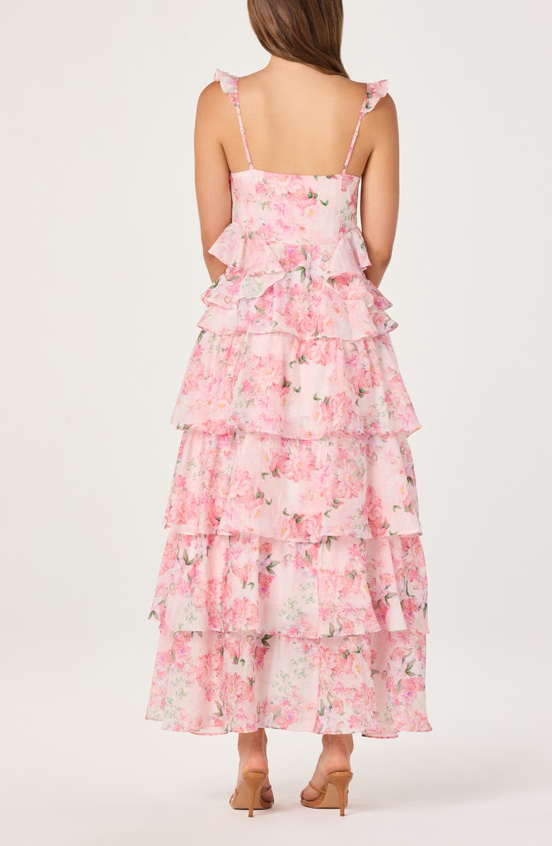 ASTR the Label Adessa Floral Ruffle Trim Tiered Dress, Alternate, color, Pink Floral