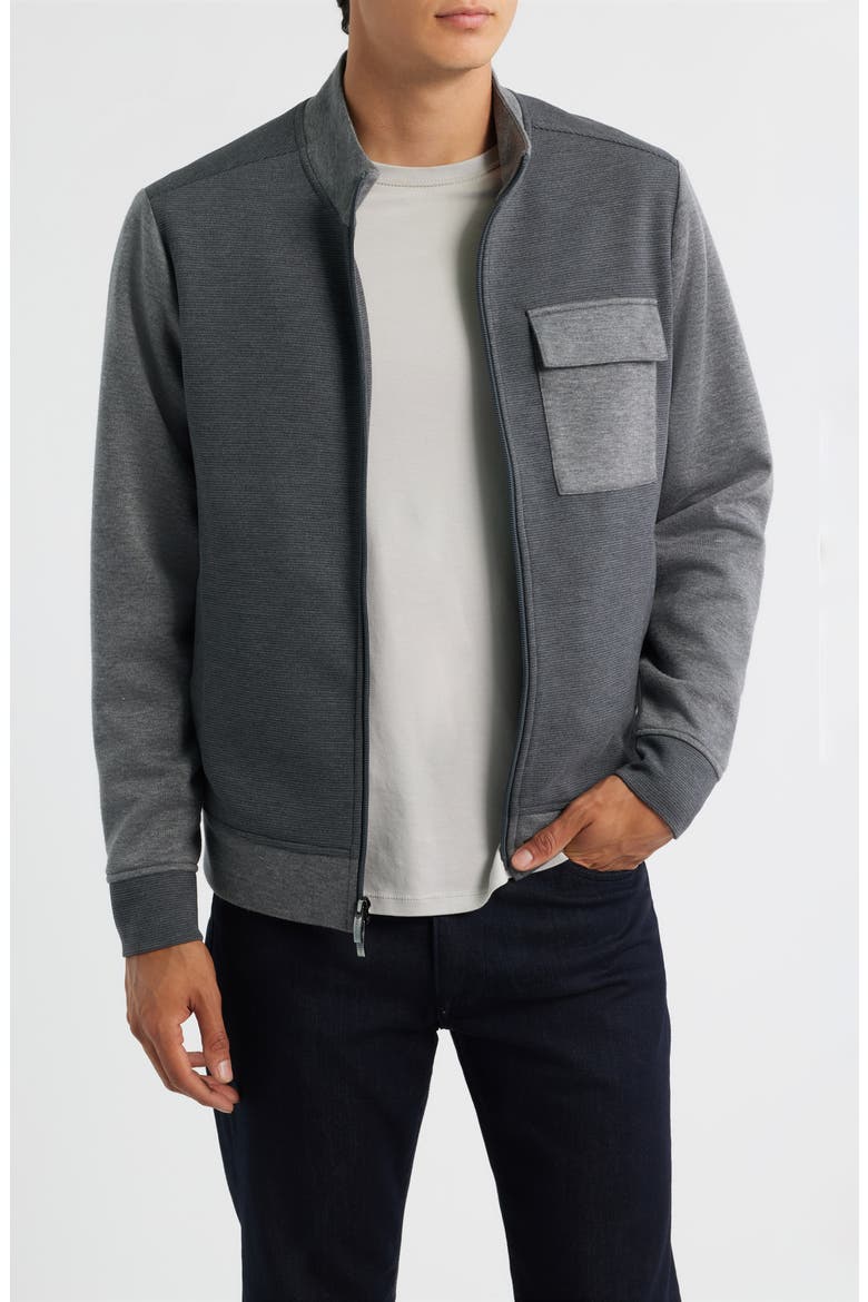 Isaak Colorblock Knit Jacket, Main, color, CHARCOAL