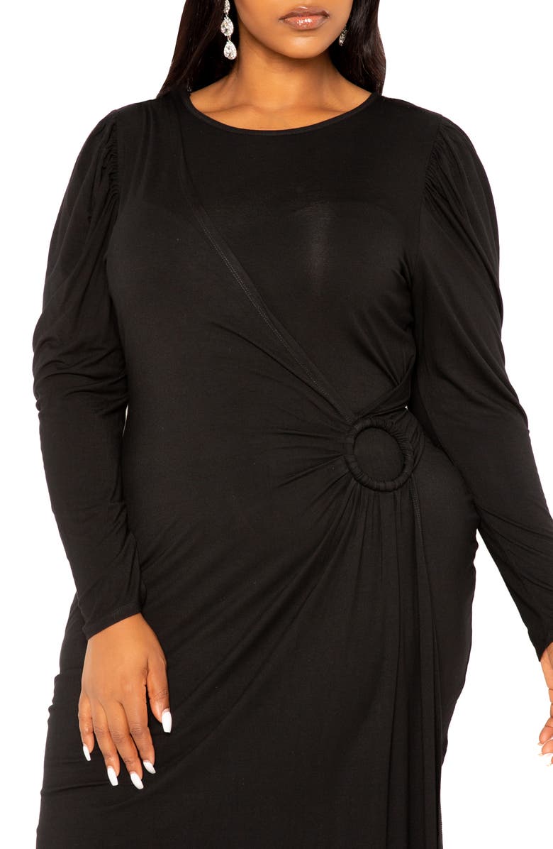 BUXOM COUTURE Asymmetric Long Sleeve Dress, Alternate, color,