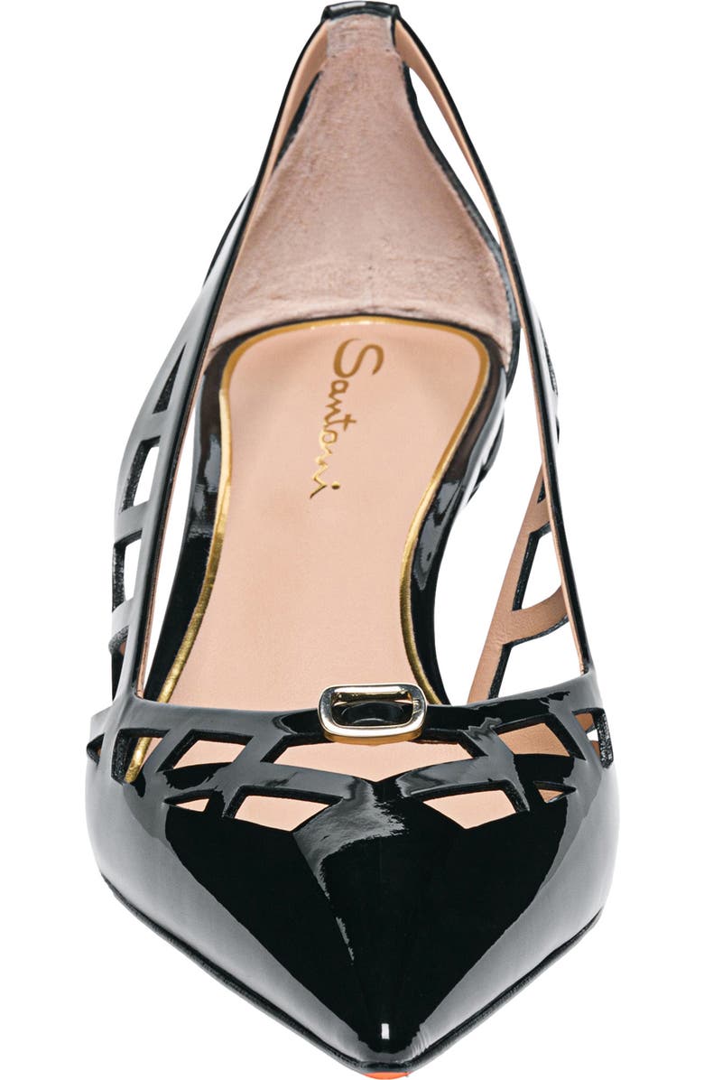 Santoni Women's patent leather mid-heel pump, Alternate, color, Black