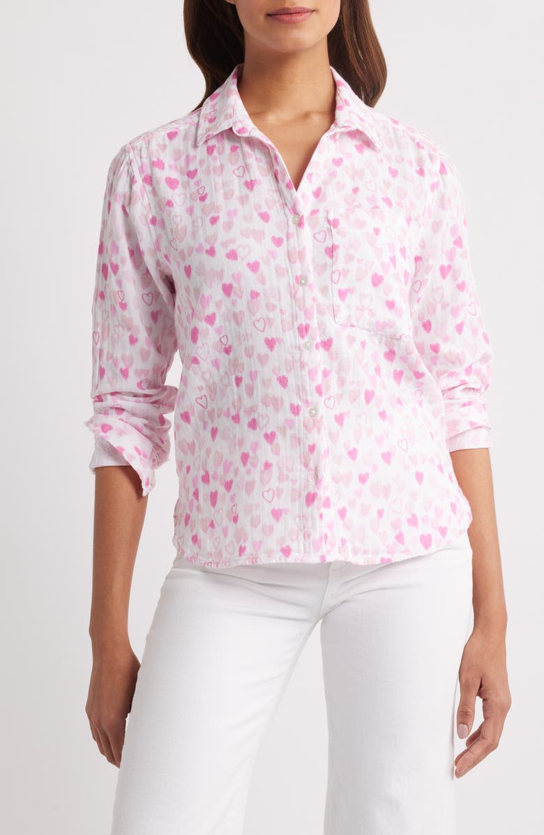 beachlunchlounge Cam Cotton Gauze Button-Up Shirt, Main, color, Candy Land Dream