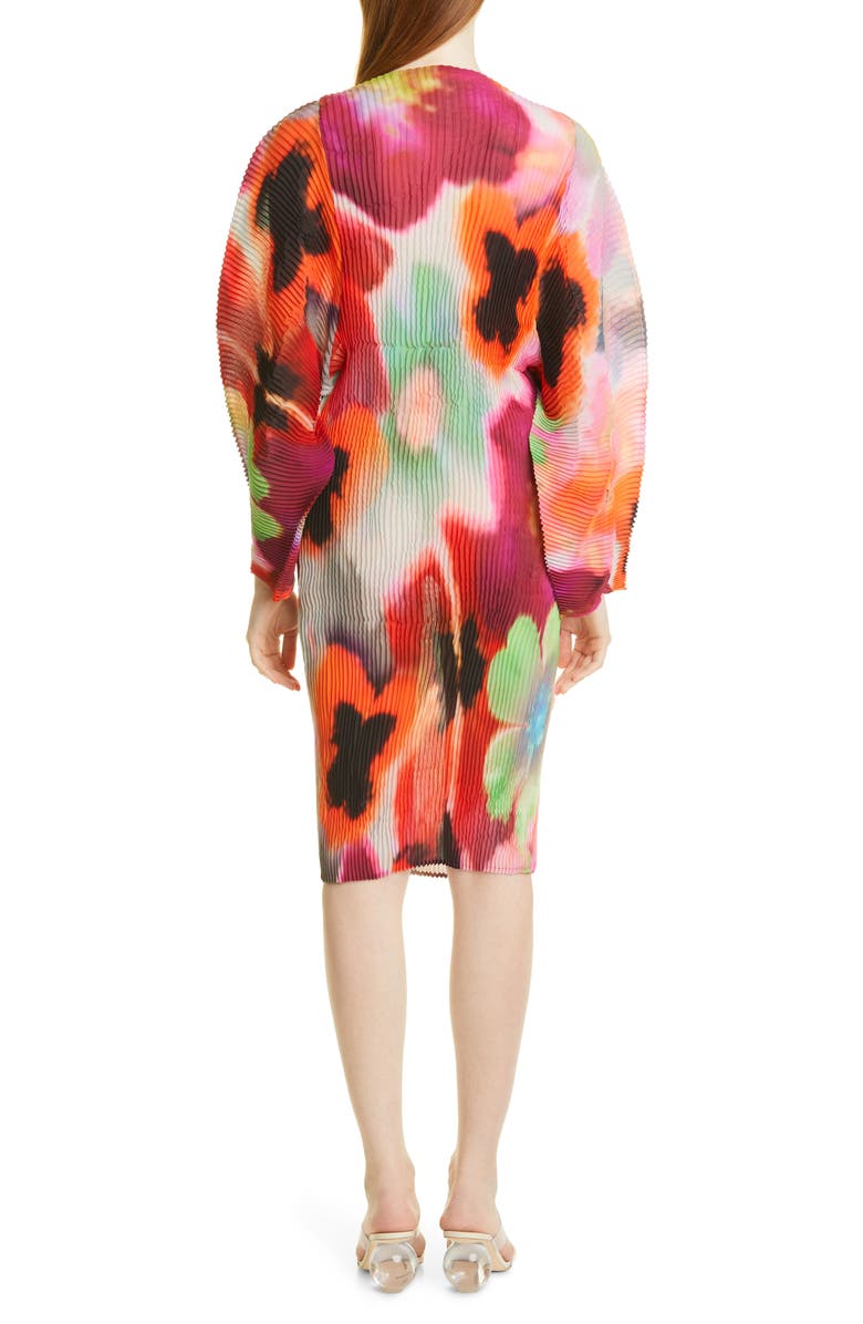 Julia Heuer Ramo Floral Print Plissé Pleated Dress, Alternate, color, 