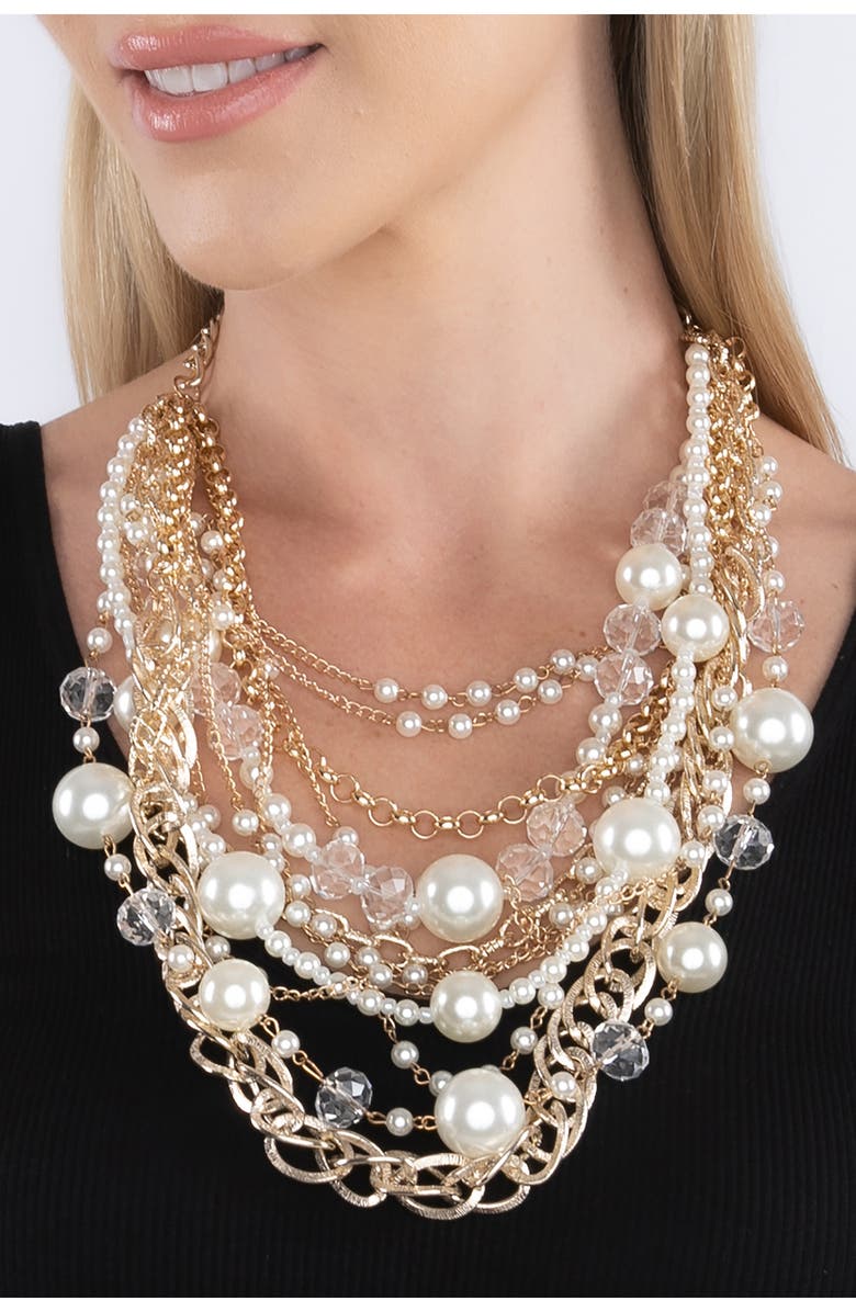 EYE CANDY LOS ANGELES Pearly Loop Faux Pearl Necklace, Alternate, color, Gold