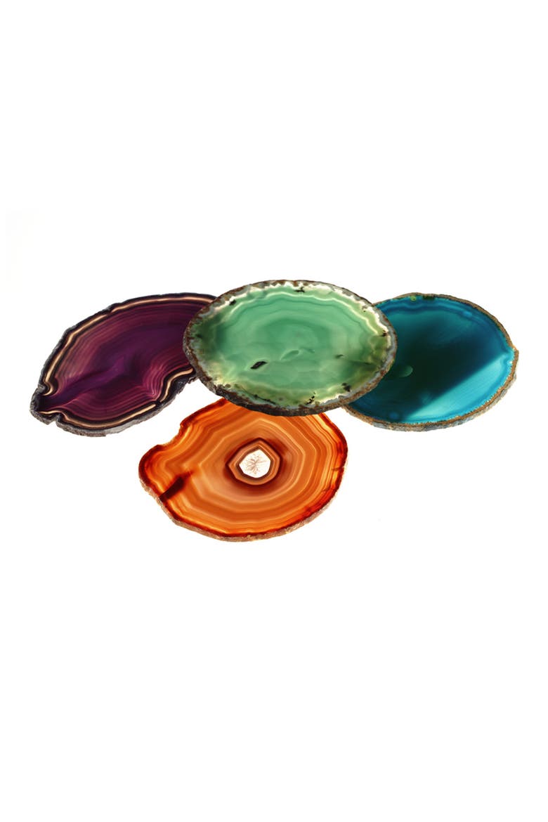 Pedra Set of 4 Agate Coasters, Alternate, color, ASSORTED