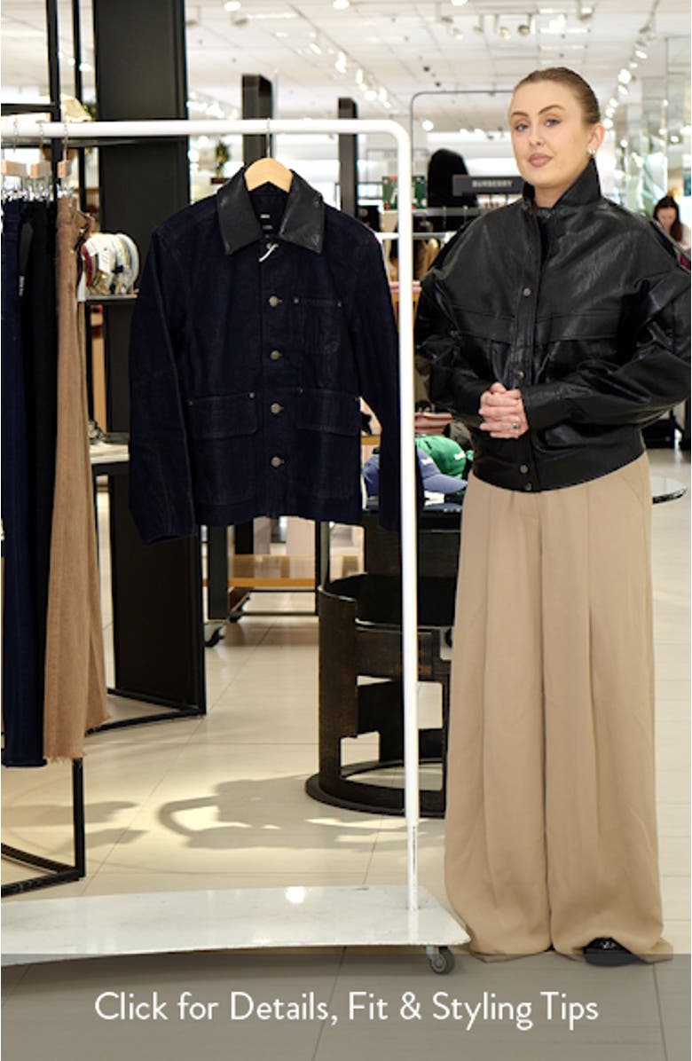 Faux Leather Collar Denim Jacket, sales video thumbnail