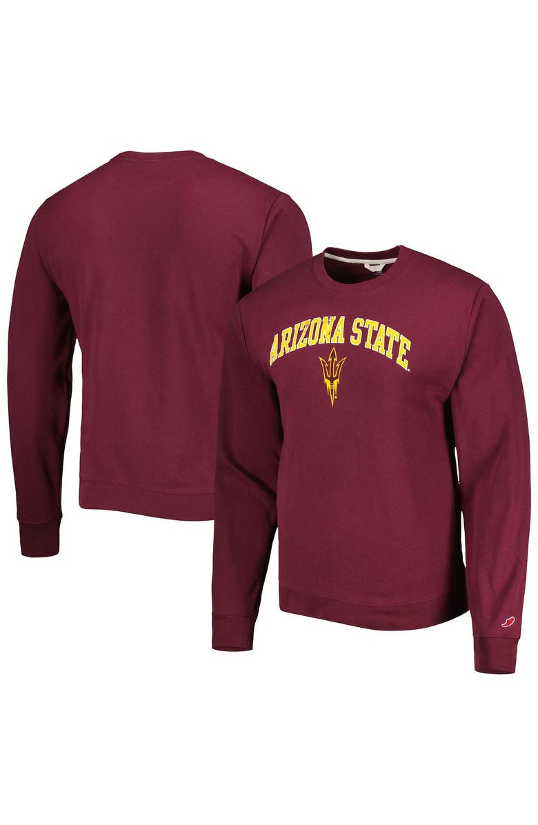 LEAGUE COLLEGIATE WEAR Men's League Collegiate Wear Maroon Arizona State Sun Devils 1965 Arch Essential Lightweight Pullover Sweatshirt, Main, color, 