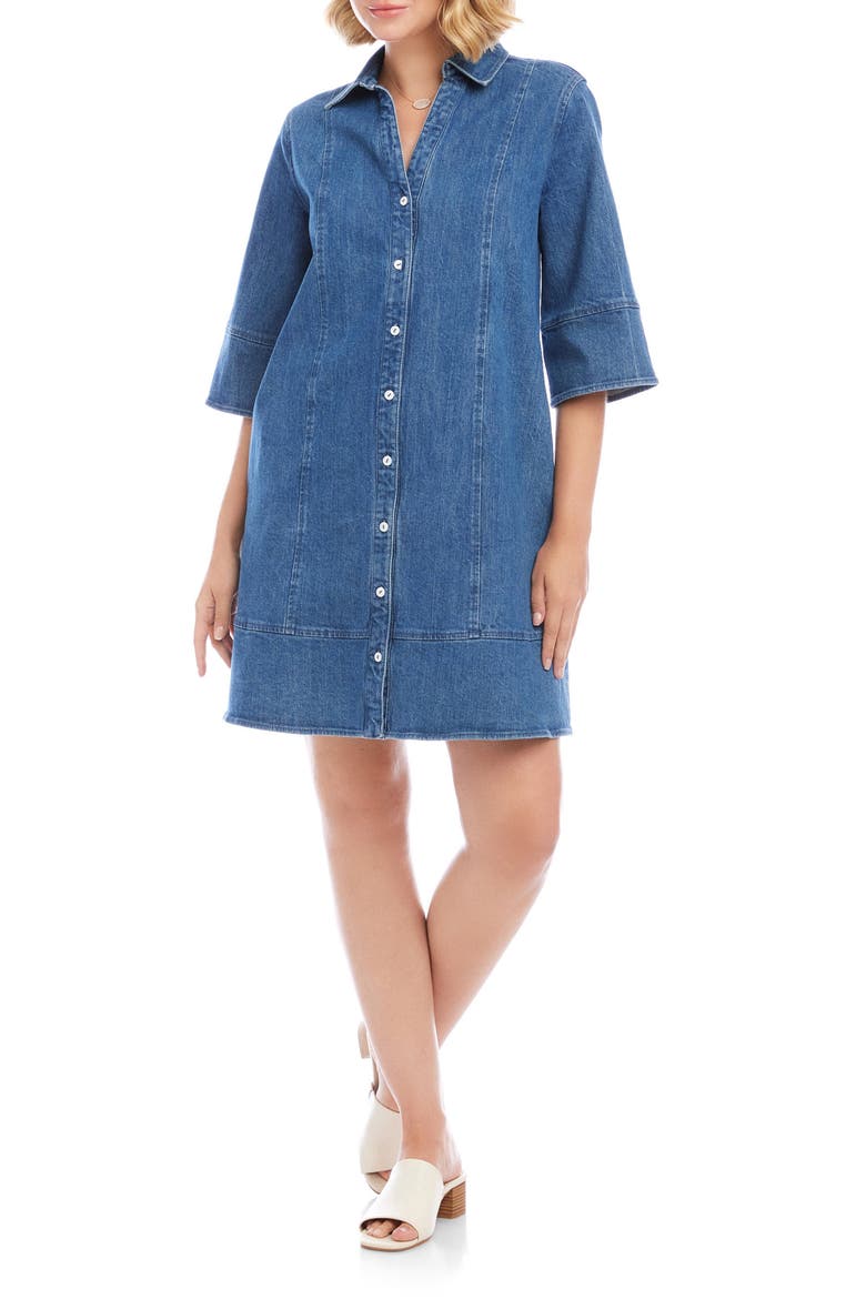 Flare Sleeve Denim Shirtdress, Main, color, CHAMBRAY