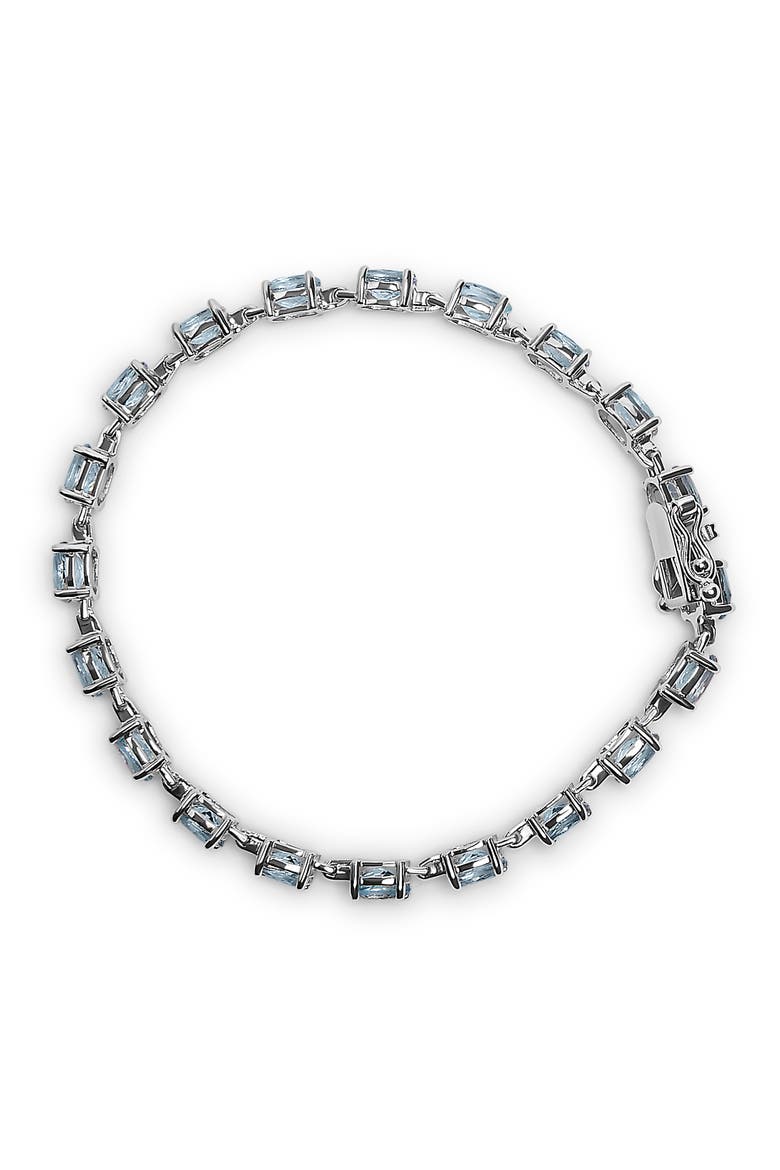 .925 Sterling Silver 11.0 Cttw Oval Shaped Created Light Blue Topaz Link Bracelet, Alternate, color, Silver