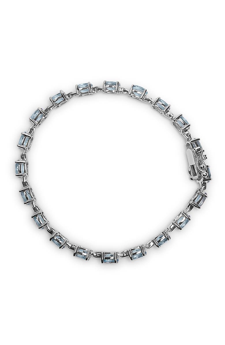 Haus of Brilliance .925 Sterling Silver 11.0 Cttw Oval Shaped Created Light Blue Topaz Link Bracelet, Alternate, color, Silver