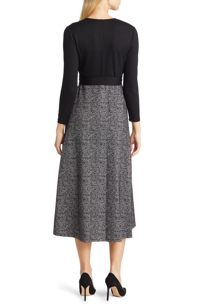 Anne Klein Serenity Glen Plaid A-Line Midi Dress, Alternate, color,