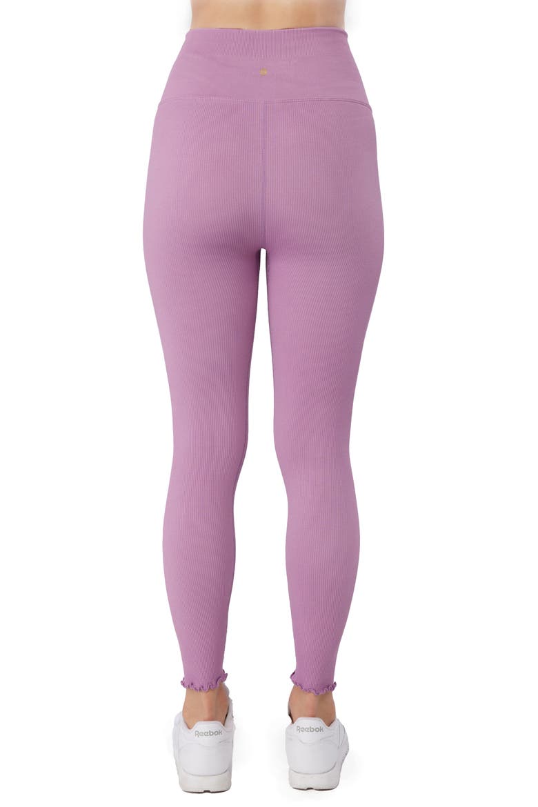 Love Sculpt Rib Ruffle Cuff Leggings, Alternate, color, AMETHYST