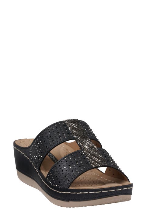 Carrie Rhinestone Wedge Sandal (Women)