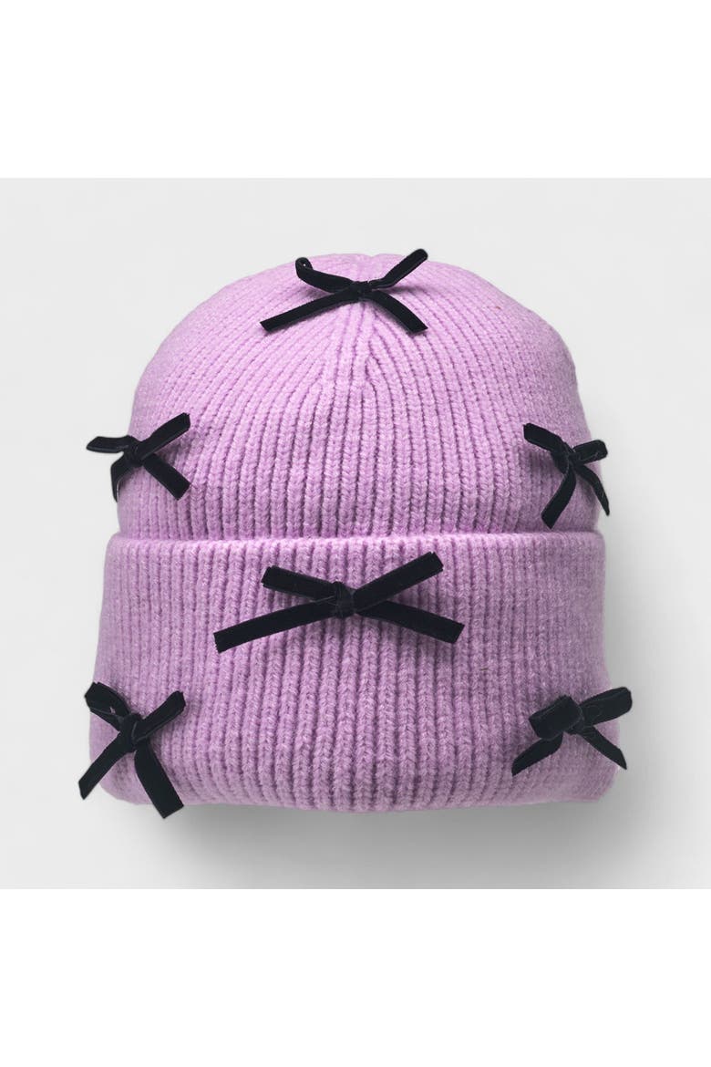 Women's Multi Bow Knit Beanie, Alternate, color, Blush