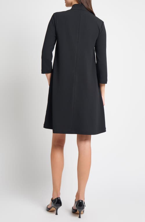 Ming Wang Bow Neck Stretch Deco Crepe Shift Top In Black