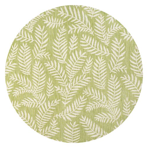 Jonathan Y Nevis Palm Frond Indoor/outdoor Round Area Rug In Green/cream