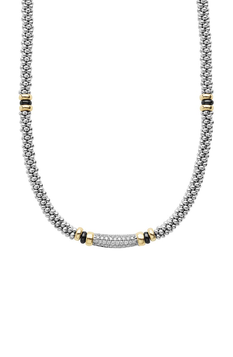 LAGOS Two-Tone Black Ceramic Caviar Diamond Necklace, Main, color, Two Tone