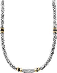 LAGOS Two-Tone Black Ceramic Caviar Diamond Necklace
