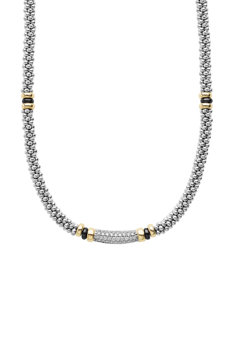 Two-Tone Black Ceramic Caviar Diamond Necklace video