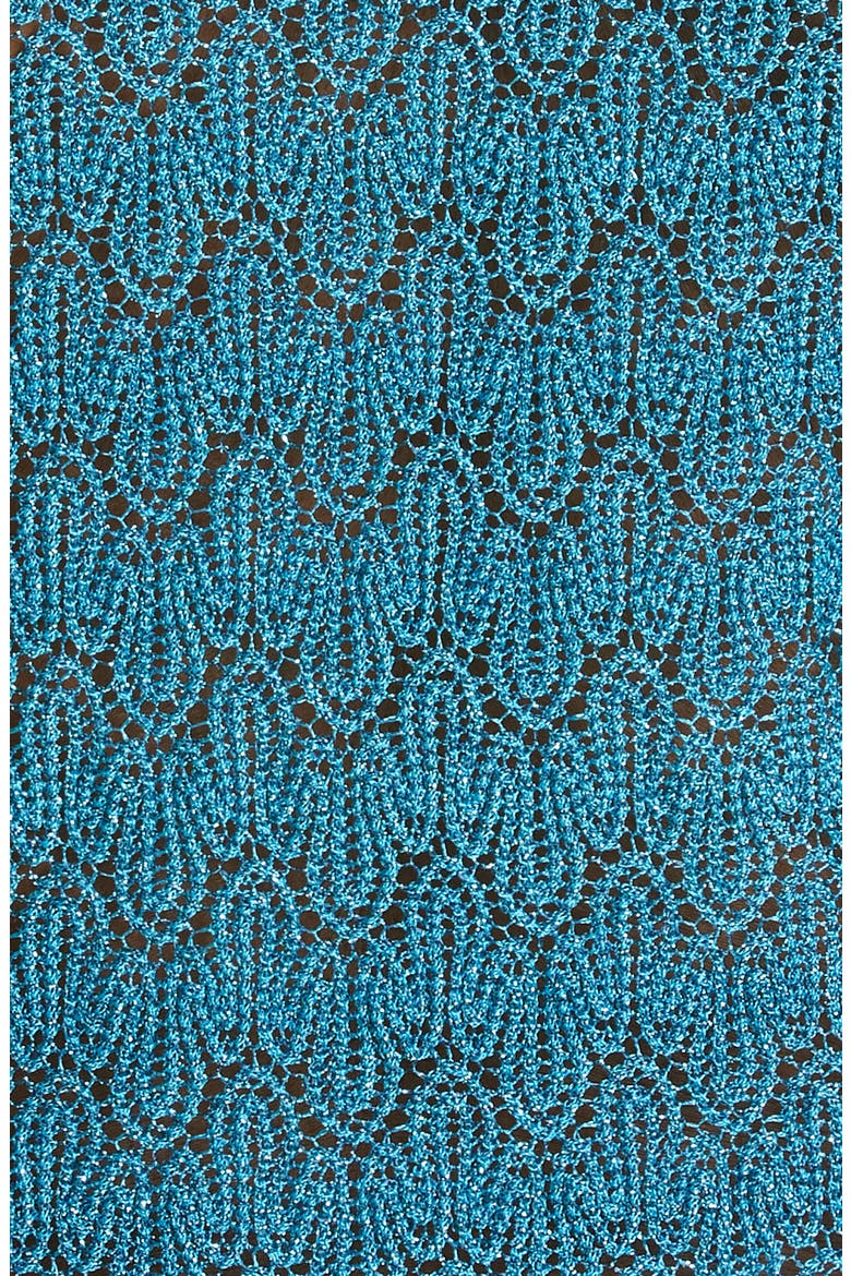 Raschel Lamé Lace Longline Cardigan, Alternate, color, TURQUOISE LAM LIGHT BLUE