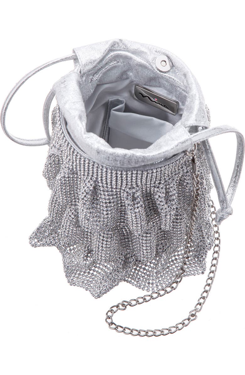 Nina Elegant Drawstring Clutch, Alternate, color, Silver