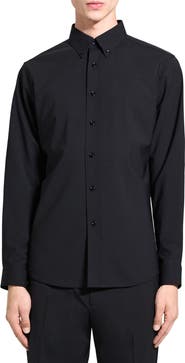 Theory Hugh Stretch Virgin Wool Button-Down Shirt