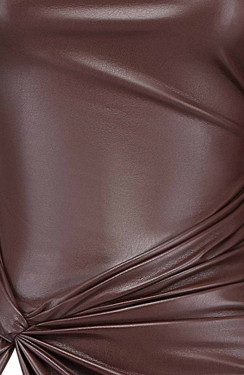 HOUSE OF CB Octavia One-Shoulder Faux Leather Dress, Alternate, color, Brown Leather