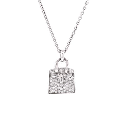 Birkin Amulette Pendant Necklace 18K White Gold and Diamonds