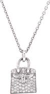 Pre-Owned Hermes Birkin Amulette Pendant Necklace 18K White Gold and Diamonds