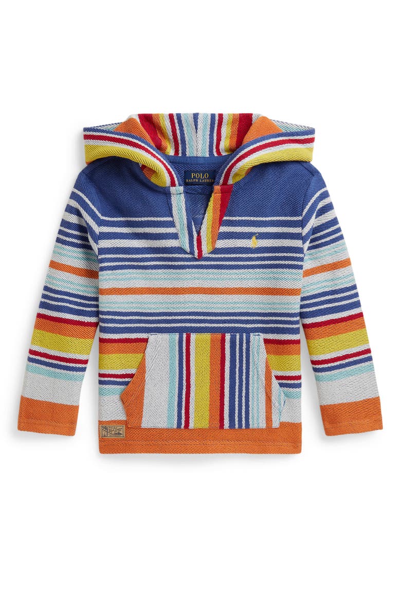 Polo Ralph Lauren Kids' Stripe Cotton French Terry Hoodie, Main, color, Bai Blue Multi