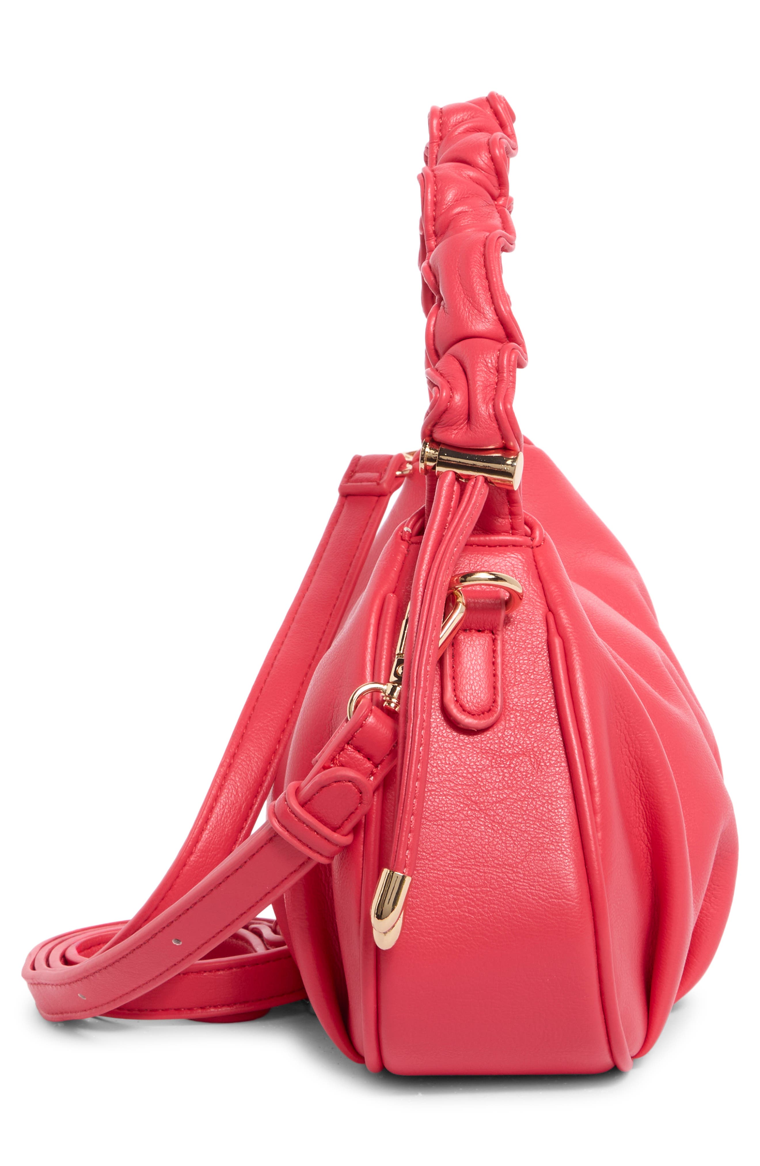 Scrunched Handle Crossbody Bag, Alternate, color, CORAL