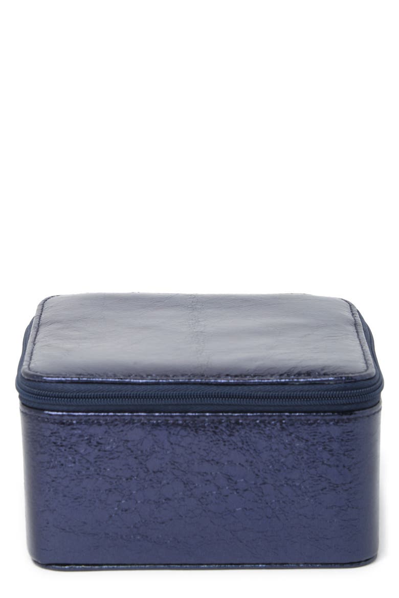 Medium Square Zip Jewelry Box, Main, color, NAVY