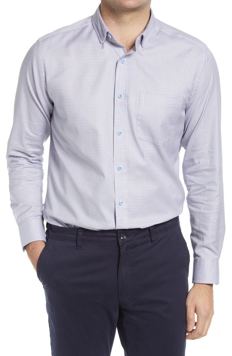 Johnston & Murphy Geometric Button-Up Shirt, Main, color,