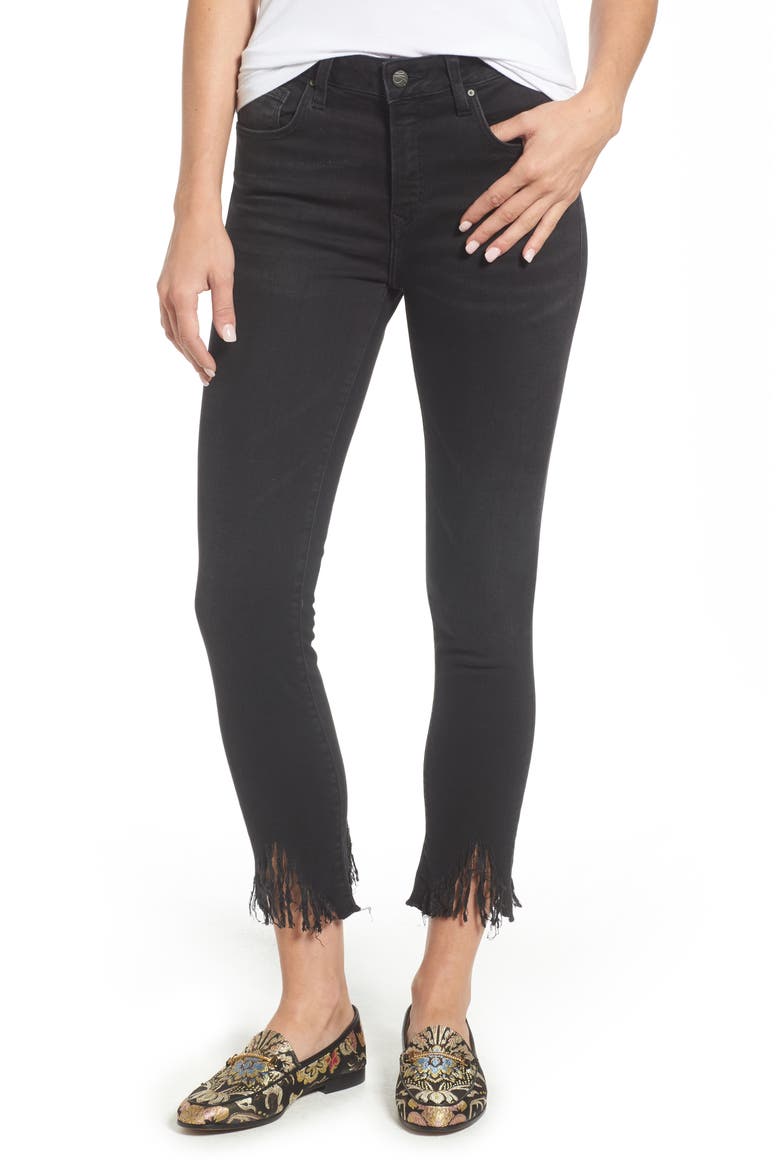 Tess Fringe Skinny Crop Jeans, Main, color, SMOKE FRINGE