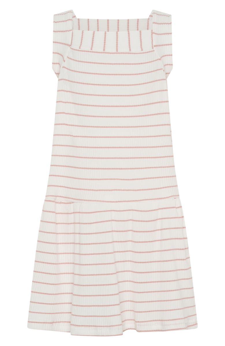 TINY TRIBE Kids' Stripe Sleeveless Cotton Rib Dress, Main, color, Pink