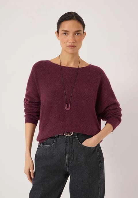 Bryony Slash Neck Ribbed Jumper