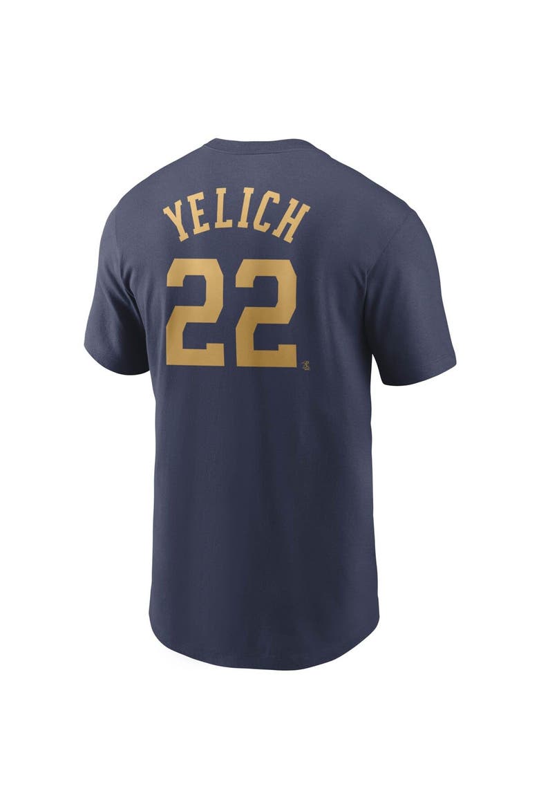 Men's Nike Christian Yelich Navy Milwaukee Brewers Name & Number T-Shirt, Alternate, color, Navy