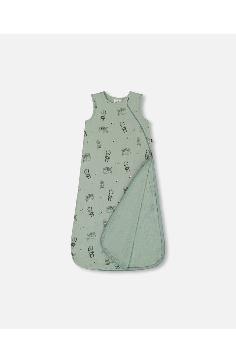 Deux par Deux Baby Boy's Printed Muslin Sleep Sack Sage Monkey, Alternate, color, Sage Monkey
