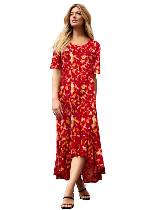 Stretch Knit Flounce Hem Maxi Dress (Plus)