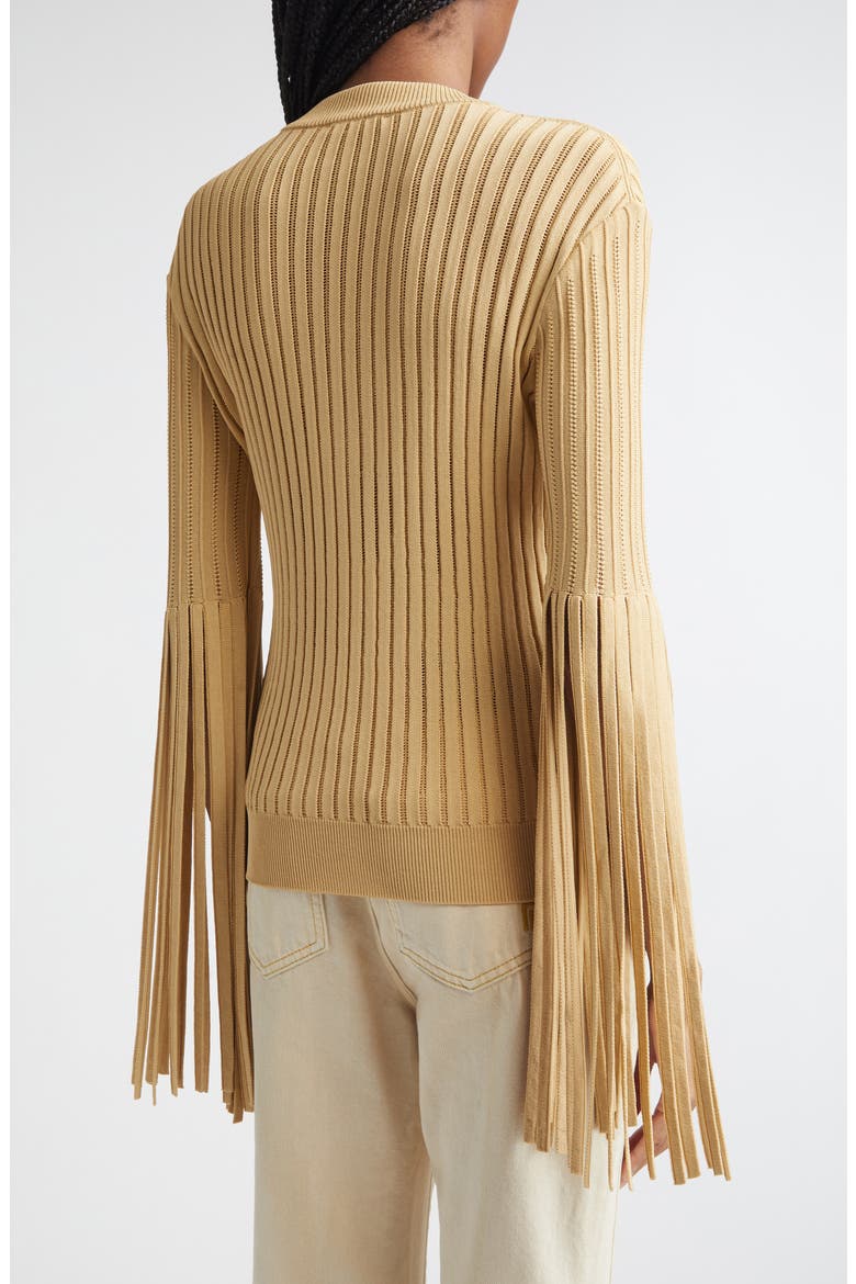 Fringe Sleeves Pointelle Rib Cardigan, Alternate, color, 1GQ YELLOW
