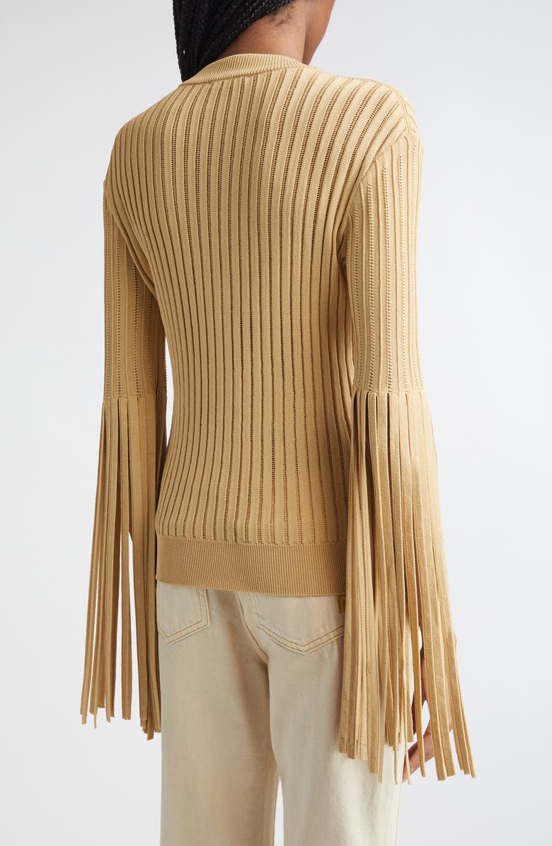 Balmain Fringe Sleeves Pointelle Rib Cardigan, Alternate, color, 1Gq Yellow