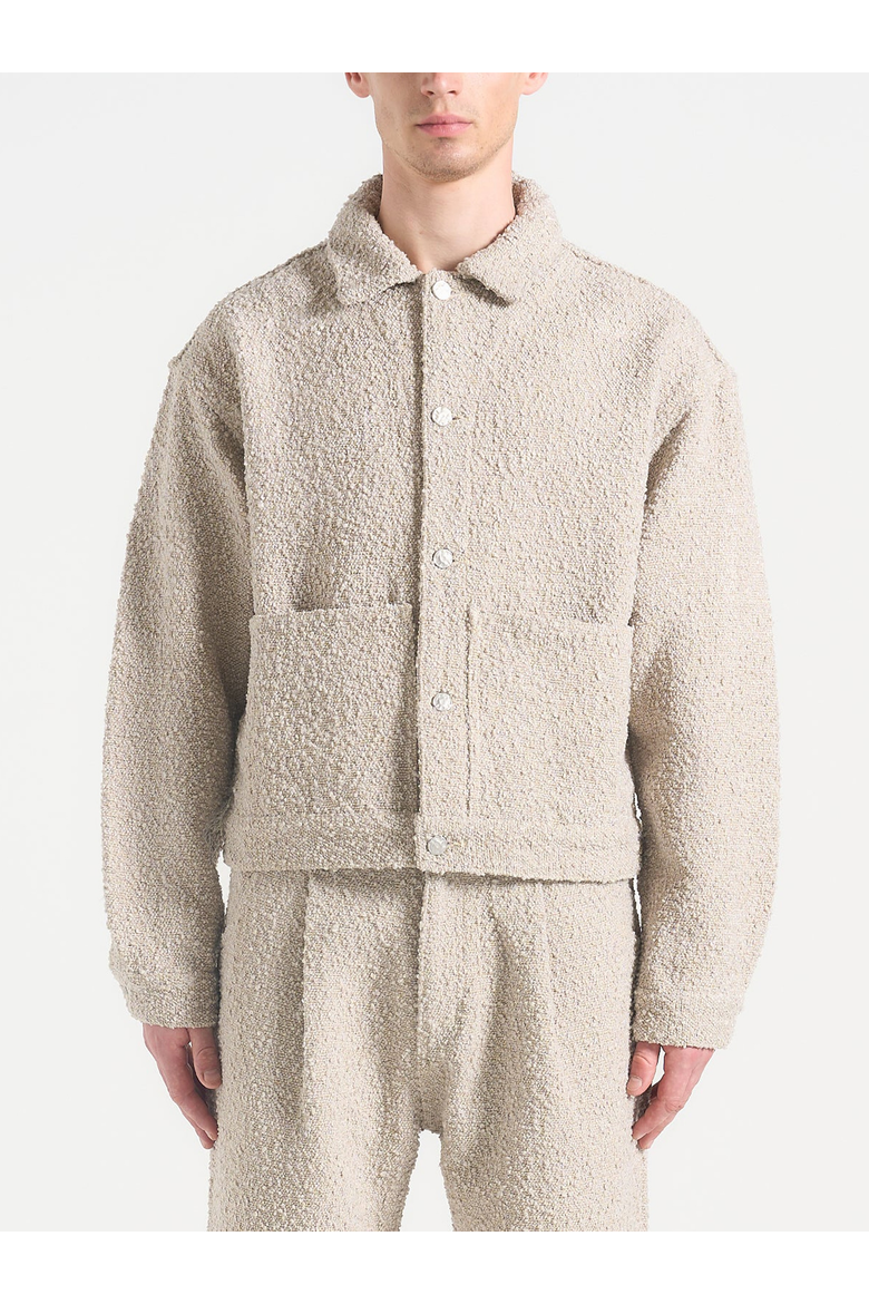 Damien Textured Boucle Jacket With Back Detail, Alternate, color, Beige