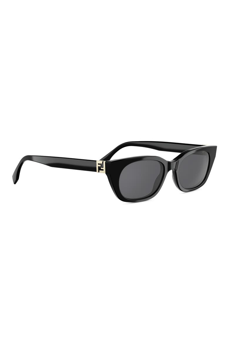 Forever Fendi 51mm Cat Eye Sunglasses, Alternate, color, SHINY BLACK / SMOKE