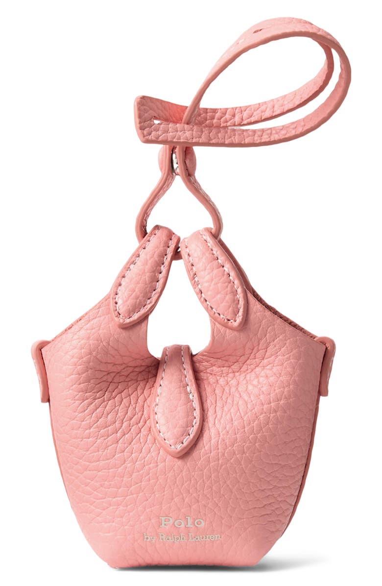 Polo Ralph Lauren Polo Play Pebble Leather Bag Charm, Alternate, color, Coral