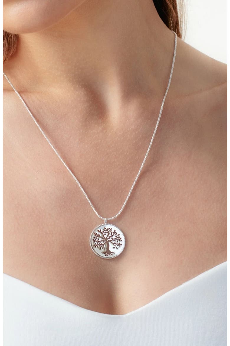 Olive Tree Necklace, Alternate, color,   Sterling Silver
