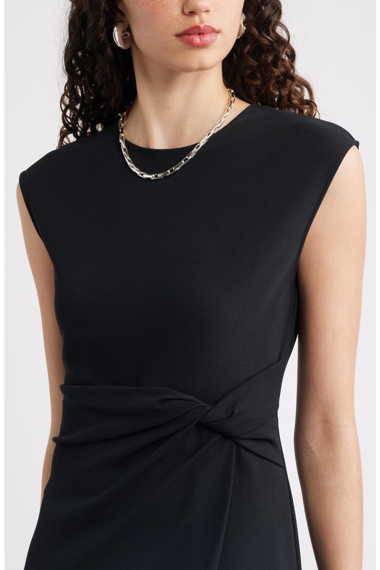 Twist Midi Dress, Alternate, color, BLACK